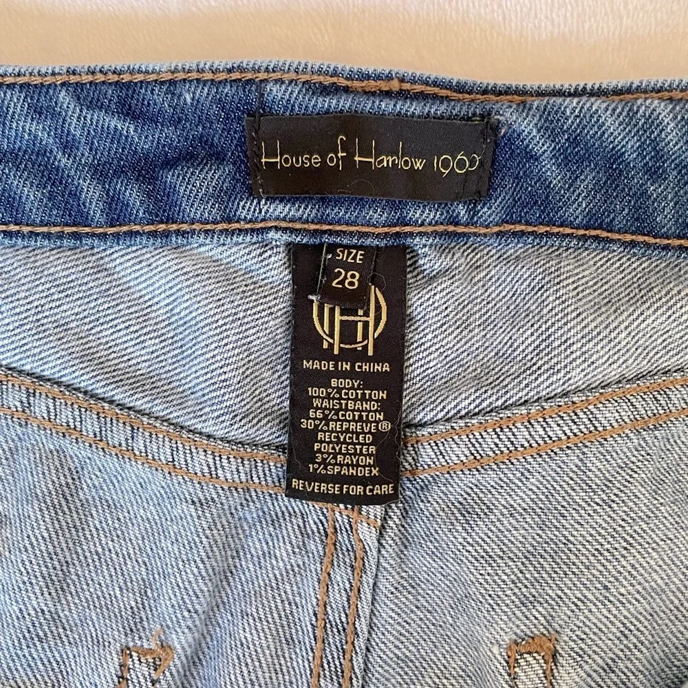 House of Harlow 1960 Distressed Denim Cutoff Shorts 28 High Rise Festival